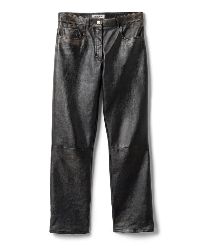 Miu Miu Hose Aus Nappa-leder, Damen, Schwarz, Größe Schwarz