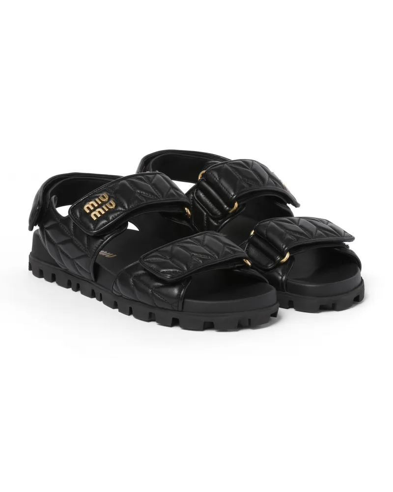 Miu Miu Sportliche Sandalen Aus Matelassé-nappaleder, Damen, Schwarz, Größe Schwarz