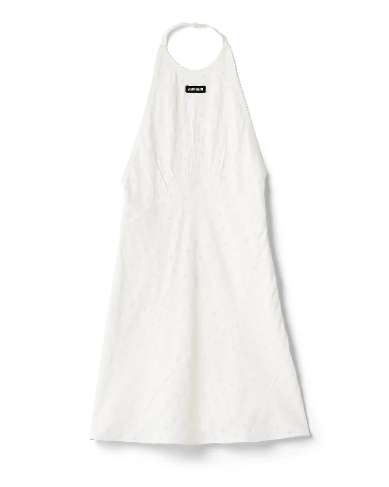Miu Miu Minikleid Aus Cady Mit Lochspitze, Damen, Weiss, Größe Weiss