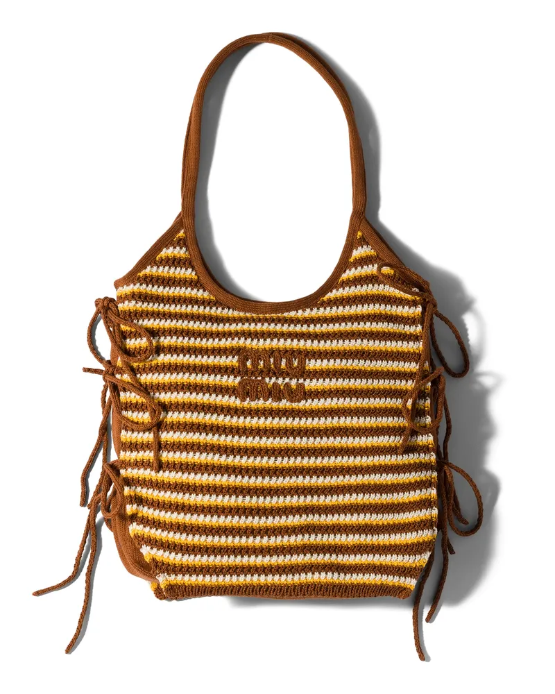 Miu Miu Ivy Häkeltasche, Damen, Cognac/gelb Cognac