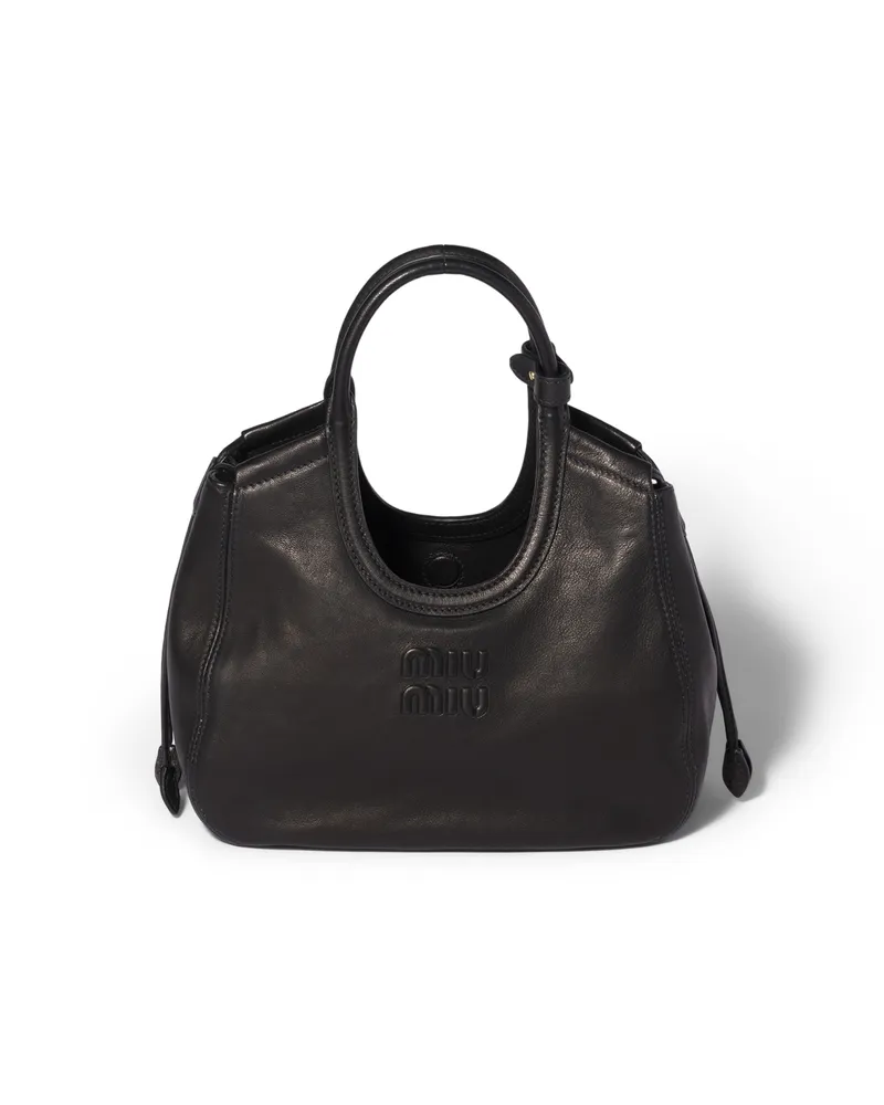 Miu Miu Ivy Tote Bag Aus Nappaleder, Damen, Schwarz Schwarz
