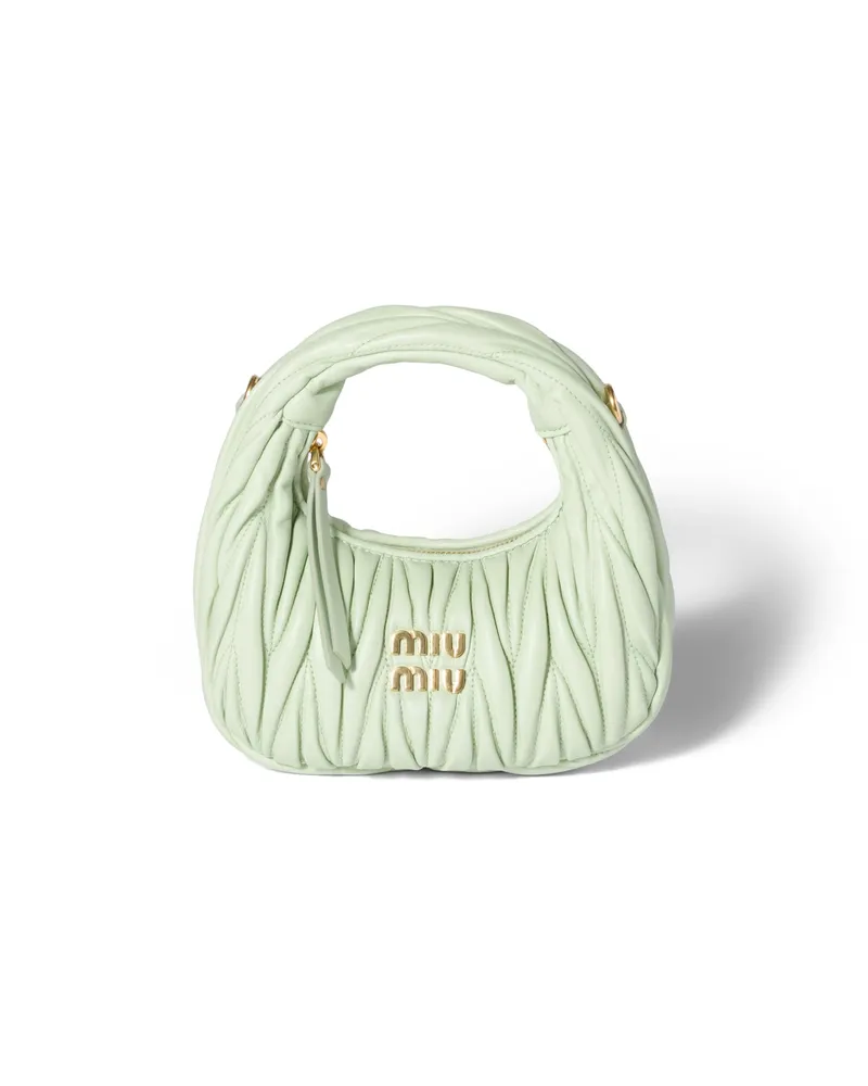 Miu Miu Wander Mini Hobo Bag Aus Matelassé-nappaleder, Damen, Aqua Aqua