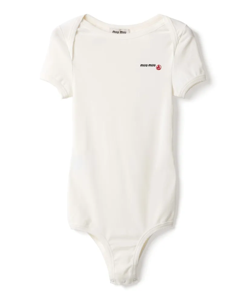Miu Miu Petit Bateau X  Body Aus Stretch-jersey, Damen, Weiss, Größe Weiss