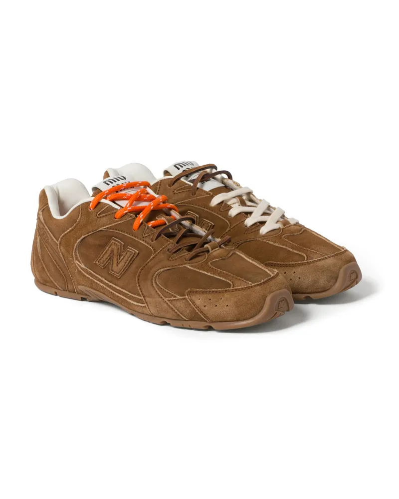 Miu Miu New Balance x  530 Sl Sneaker Aus Wildleder Und Mesh, Damen, Zimt, Größe Zimt