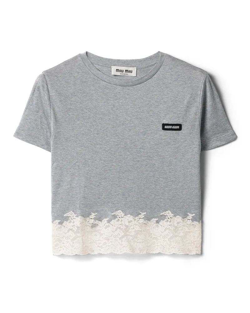 Miu Miu Top Aus Seidenjersey, Damen, Grau, Größe Grau