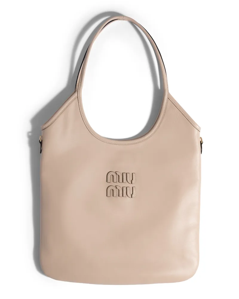 Miu Miu Ivy Tasche Aus Leder, Damen, Travertingrau Travertingrau