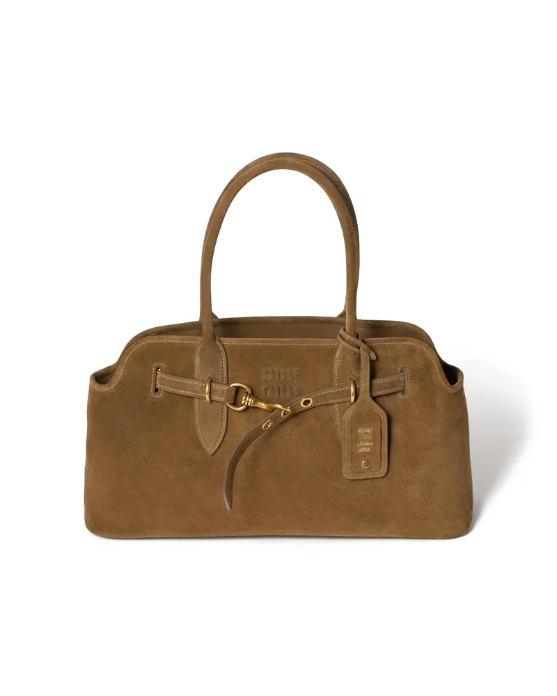 Miu Miu Aventure Tasche Aus Wildleder, Damen, Olivgrün Olivgrün