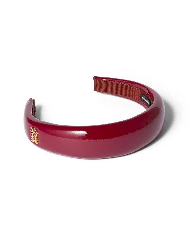 Miu Miu Haarreif Aus Lackleder, Damen, Karmesinrot Karmesinrot