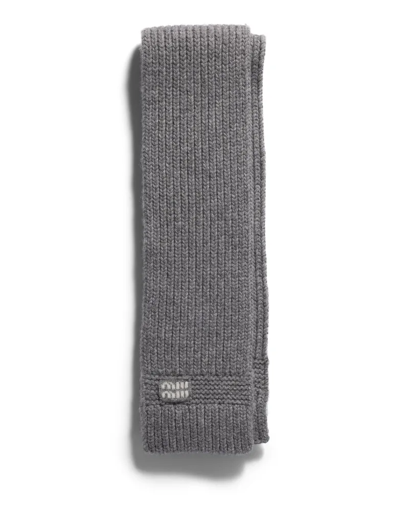 Miu Miu Schal Aus Wolle Und Kaschmir, Damen, Grau Grau