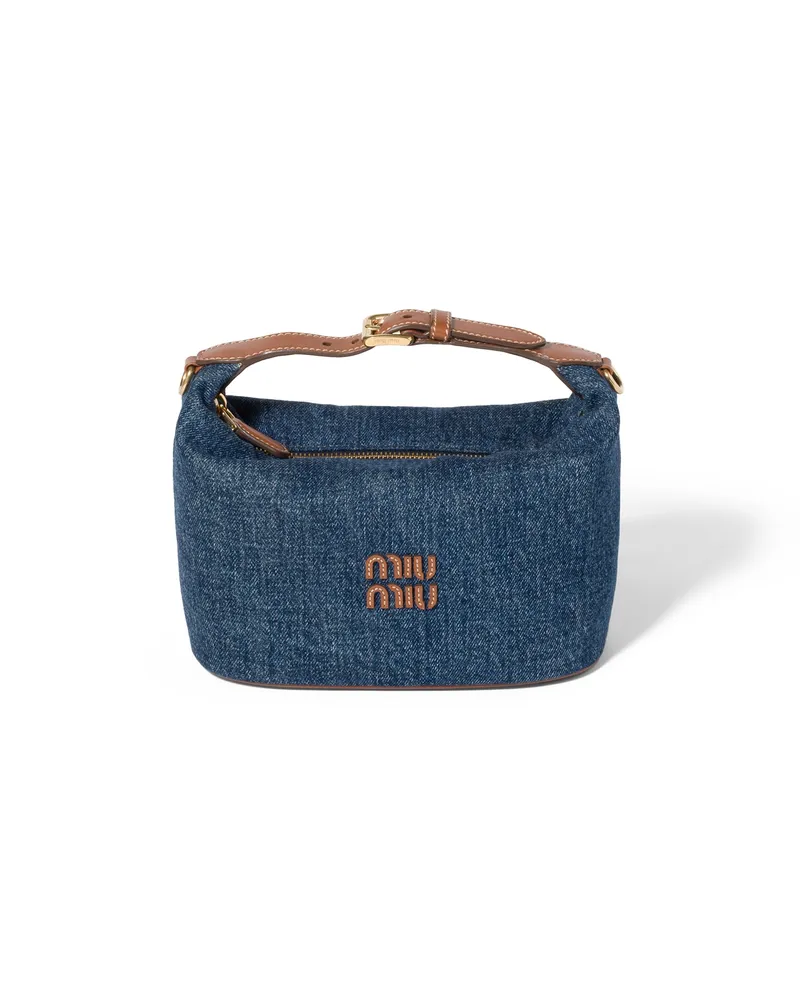 Miu Miu Pouch Aus Denim, Damen, Blau/brandy Blau