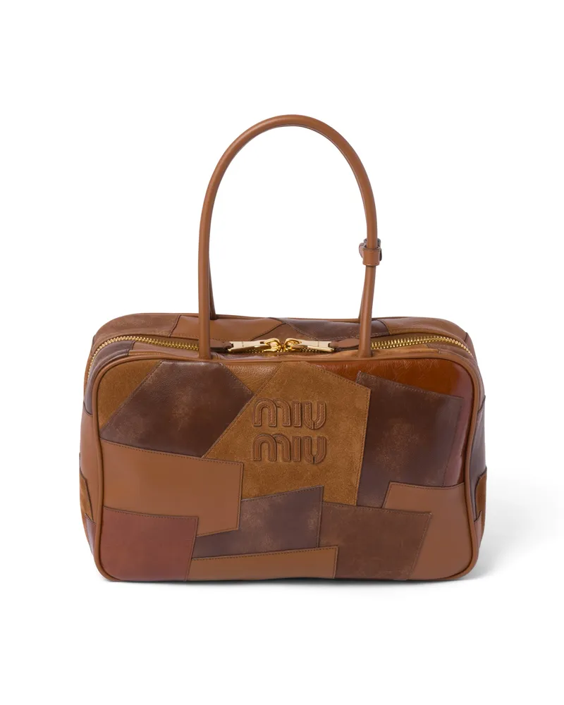 Miu Miu Beau Tasche Aus Patchwork-leder, Damen, Cognac Cognac