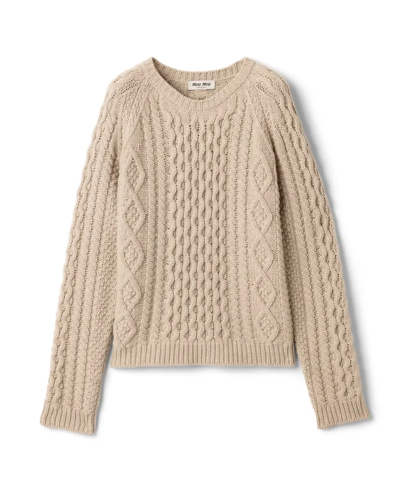 Miu Miu Pullover Aus Wolle Und Kaschmir, Damen, Albino/weiss, Größe Albino