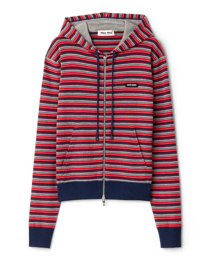 Miu Miu Kapuzenjacke Aus Wolle, Damen, Rot, Größe Rot