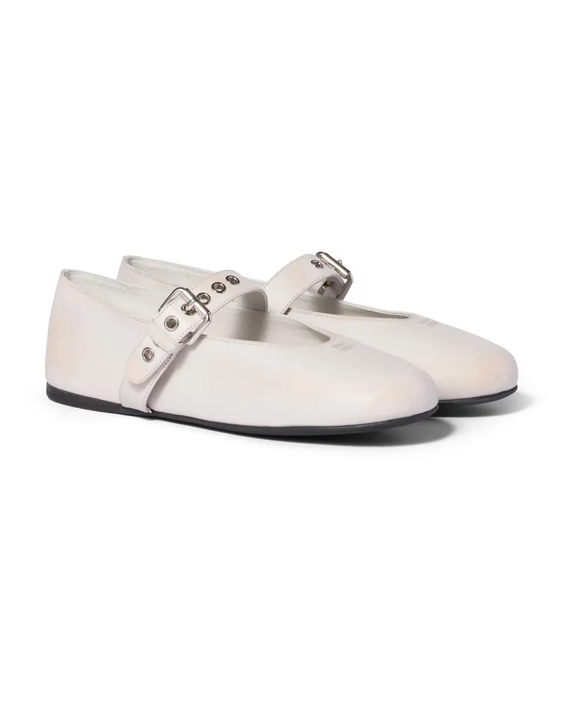 Miu Miu Ballerinas Aus Nappa-leder, Damen, Kalkweiss, Größe Kalkweiss