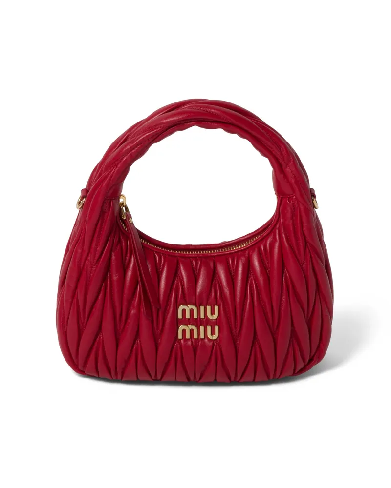 Miu Miu Wander Hobo Bag Aus Matelassé-nappaleder, Damen, Rot Rot