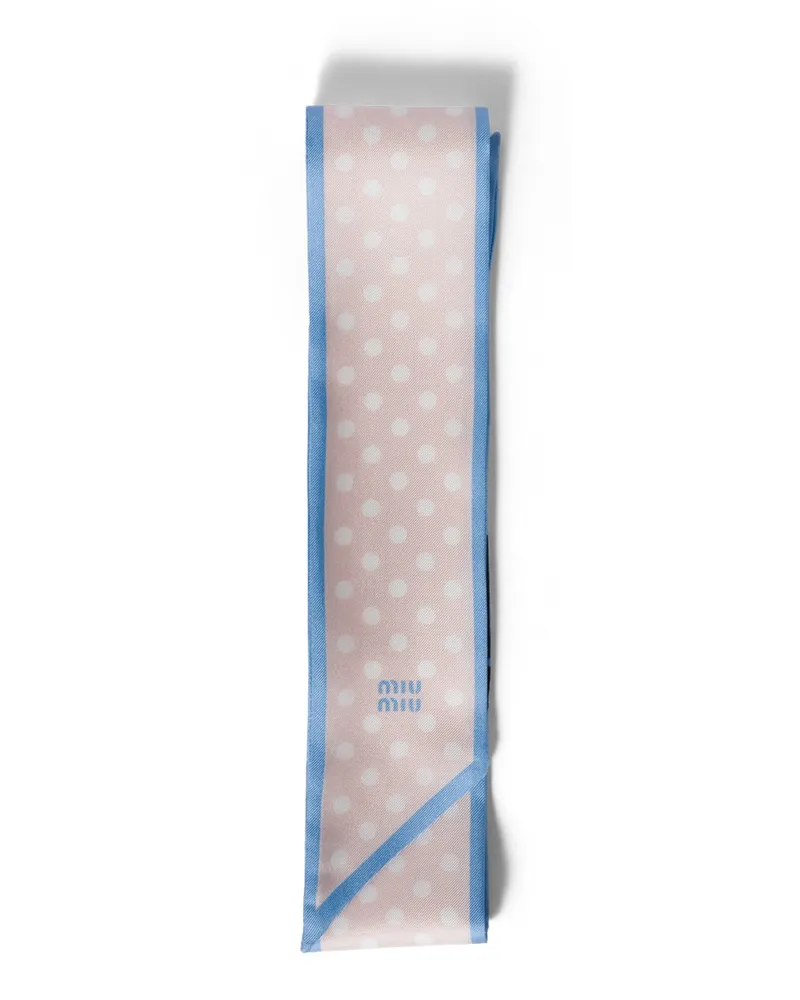 Miu Miu Schal Aus Bedrucktem Twill, Damen, Alabaster/veilchenblau Alabaster