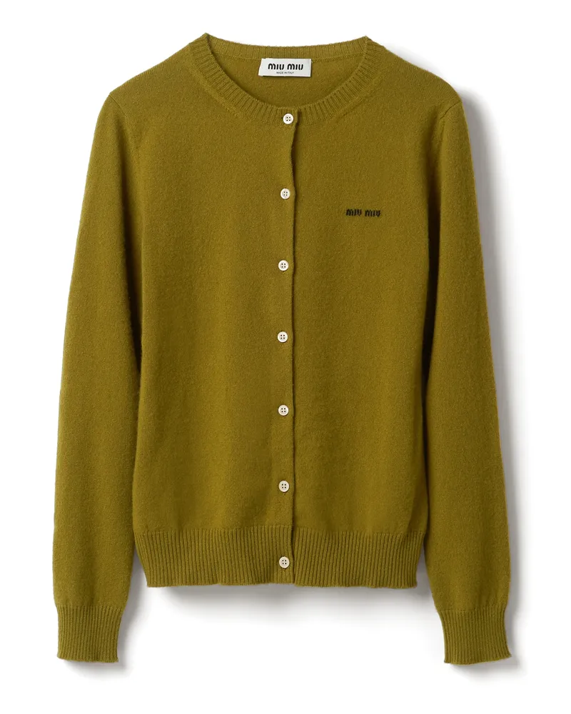 Miu Miu Strickjacke Aus Kaschmir, Damen, Farngrün, Größe Farngrün