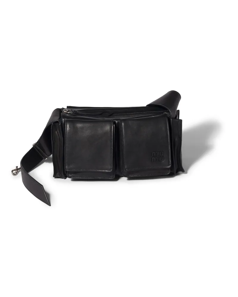 Miu Miu Utilitaire Schultertasche Aus Nappa-leder, Damen, Schwarz Schwarz