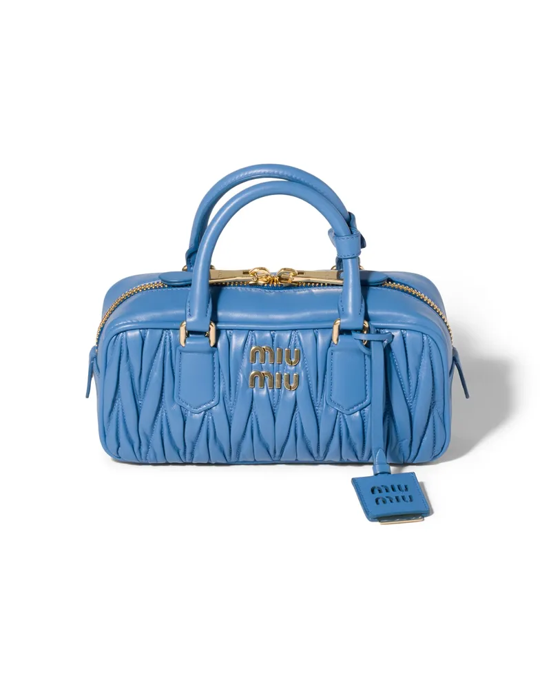 Miu Miu Arcadie Tasche Aus Matelassé-nappaleder, Damen, Hellblau Hellblau