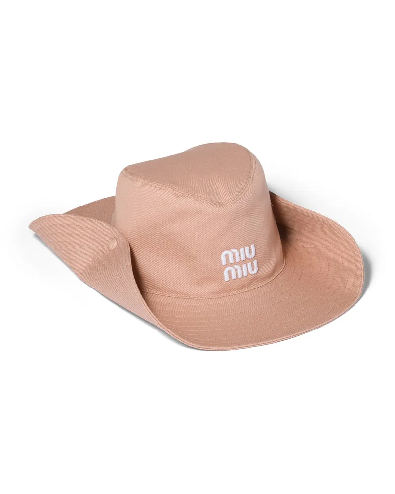 Miu Miu Hut Aus Drill, Damen, Orchideenrosa/weiss, Größe Orchideenrosa