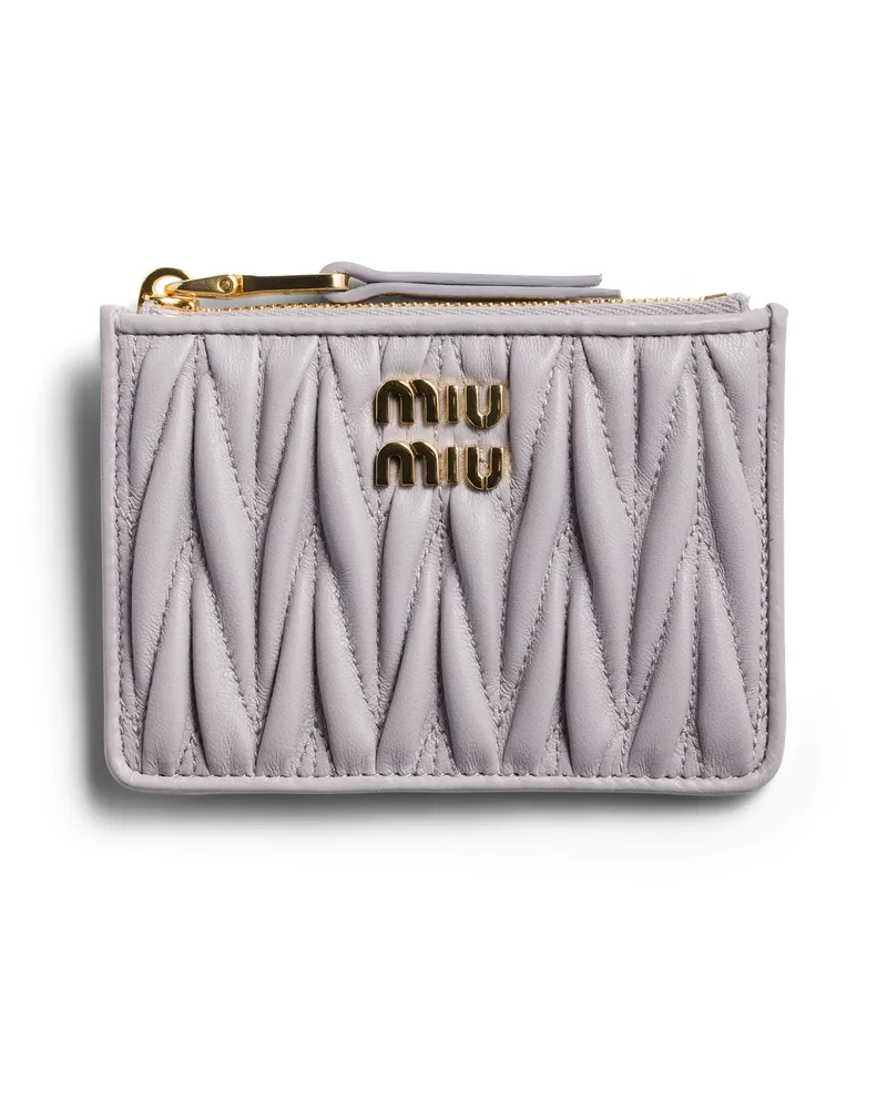 Miu Miu Kartenetui Aus Matelassé-nappaleder, Damen, Glyzinienblau Glyzinienblau
