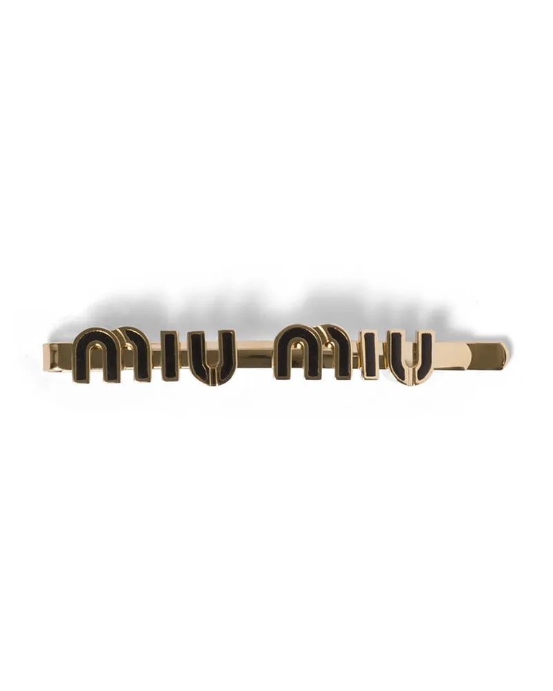 Miu Miu Haarspange Aus Emailliertem Metall, Damen, Schwarz Schwarz