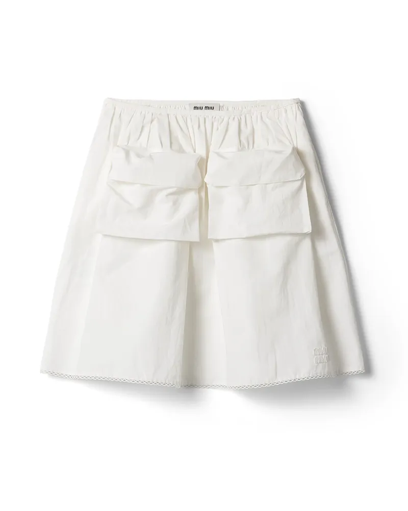 Miu Miu Rock Aus Flammierter Popeline, Damen, Weiss, Größe Weiss