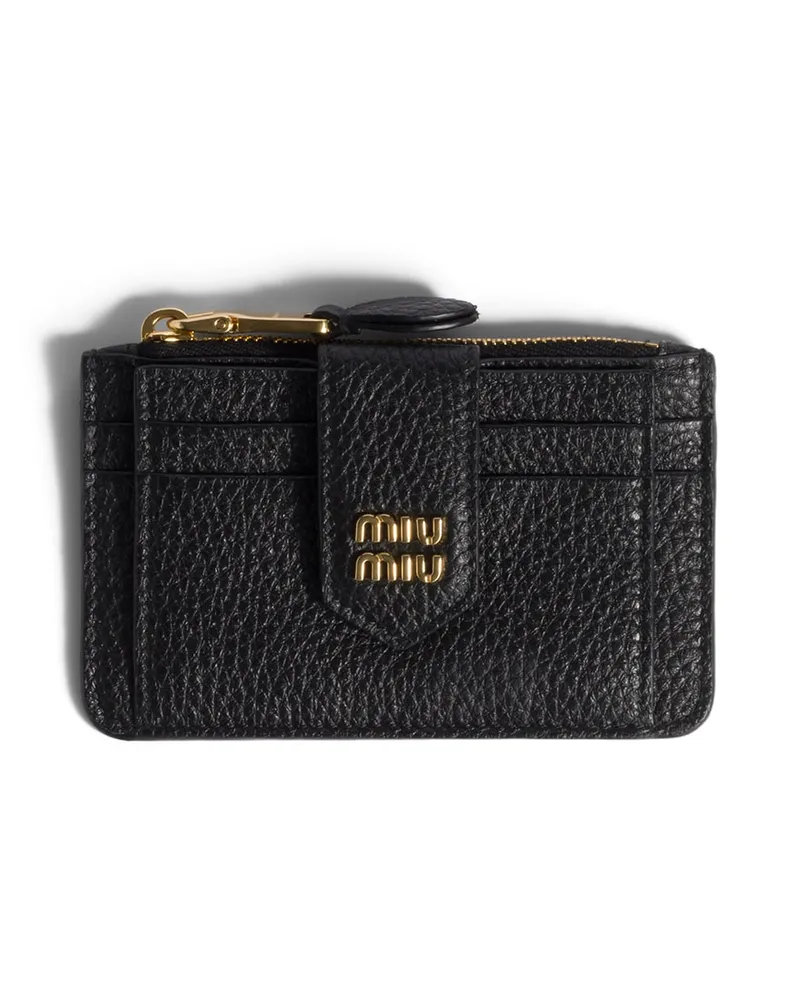 Miu Miu Kartenetui Aus Leder, Damen, Schwarz Schwarz
