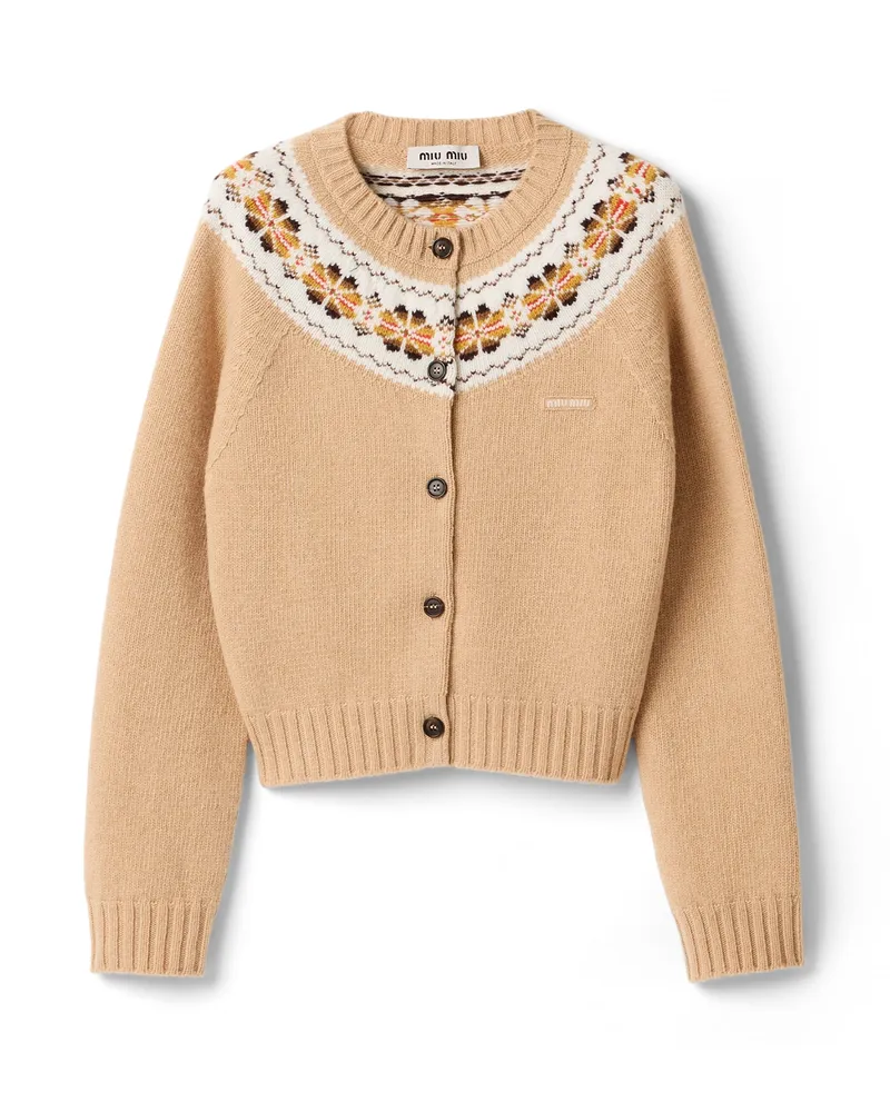 Miu Miu Strickjacke Aus Wolle, Damen, Kamelbraun, Größe Kamelbraun