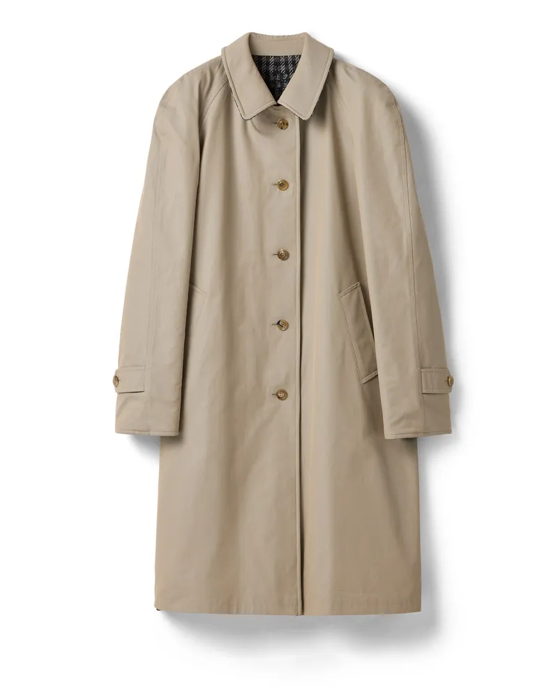 Miu Miu Wendbarer Trenchcoat Aus Twill Mit Karomuster, Damen, Kalkstein/schiefergrau, Größe Kalkstein