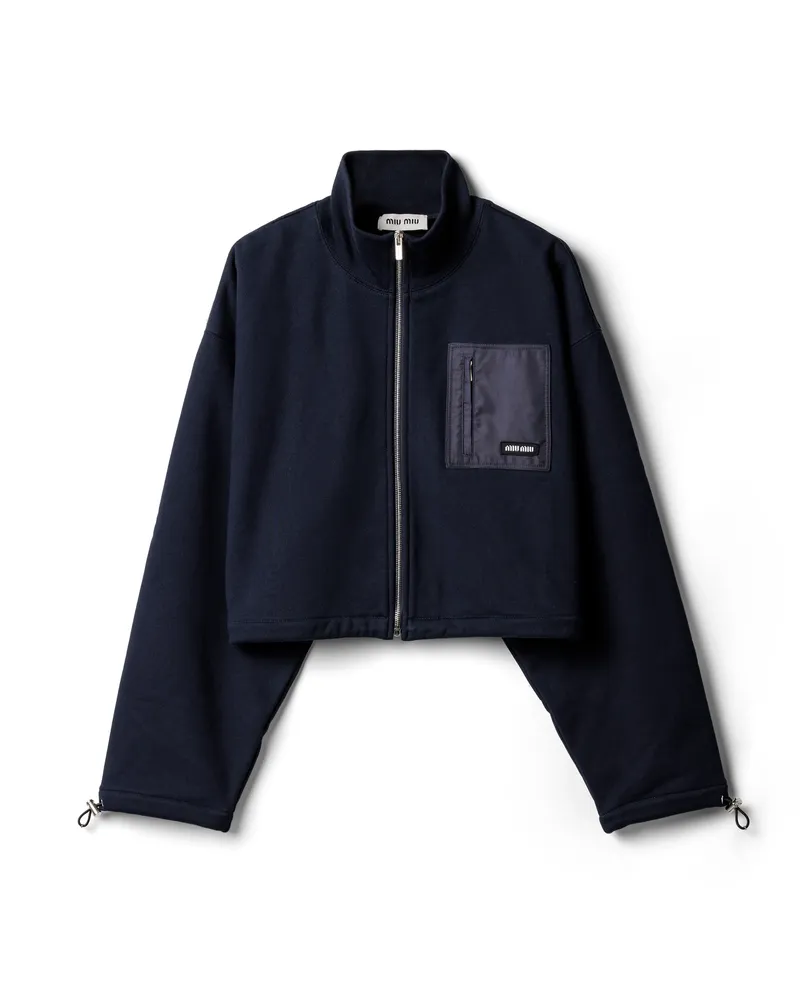 Miu Miu Jacke Aus Fleece Mit Reißverschluss, Damen, Blau, Größe Blau
