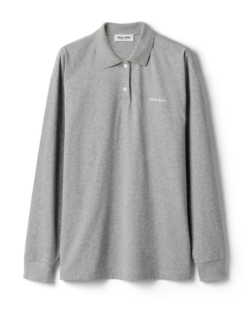 Miu Miu Poloshirt Aus Jersey, Damen, Grau, Größe Grau