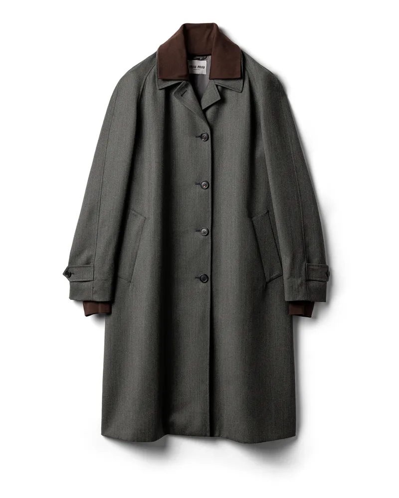 Miu Miu Einreihiger Mantel Aus Cover-stoff, Damen, Schiefergrau, Größe Schiefergrau
