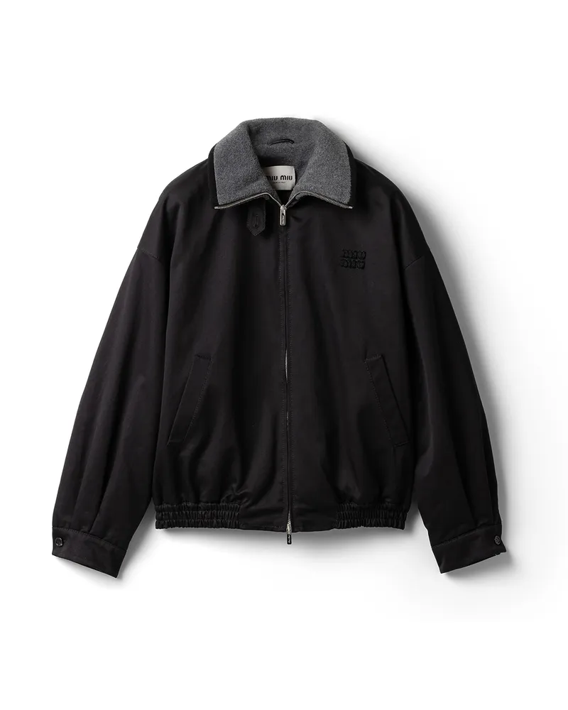 Miu Miu Blousonjacke Aus Chino, Damen, Schwarz, Größe Schwarz
