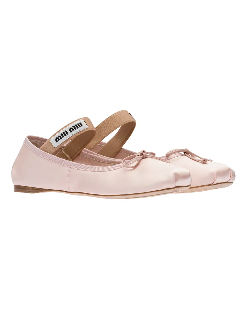 Miu Miu Ballerinas Aus Satin, Damen, Orchideenrosa, Größe Orchideenrosa