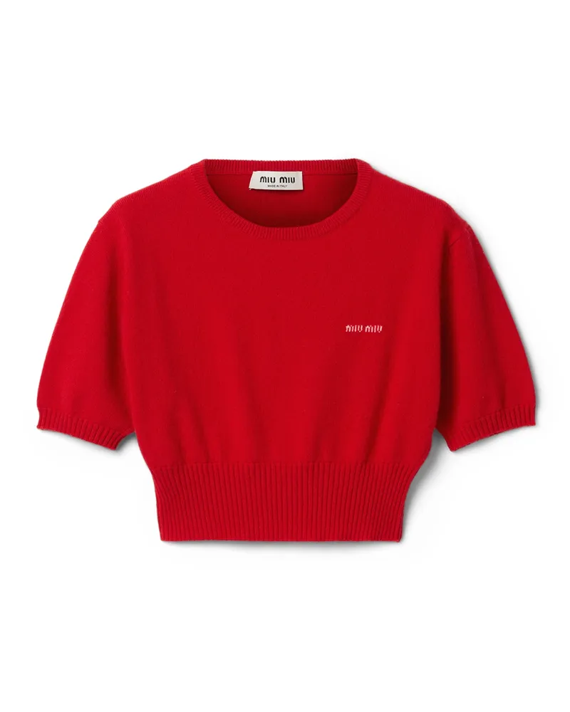 Miu Miu Kurzer Pullover Aus Kaschmir, Damen, Rot, Größe Rot