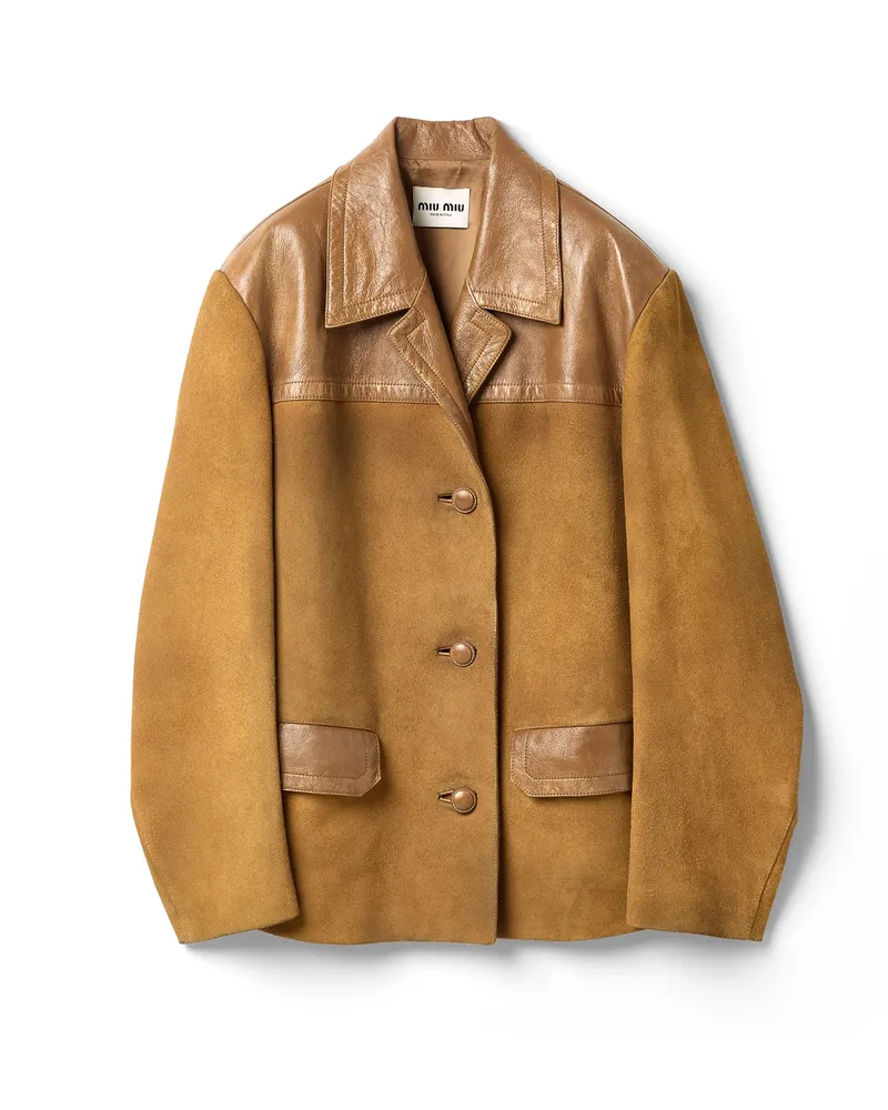 Miu Miu Jacke Aus Wildleder, Damen, Hellbraun, Größe Hellbraun