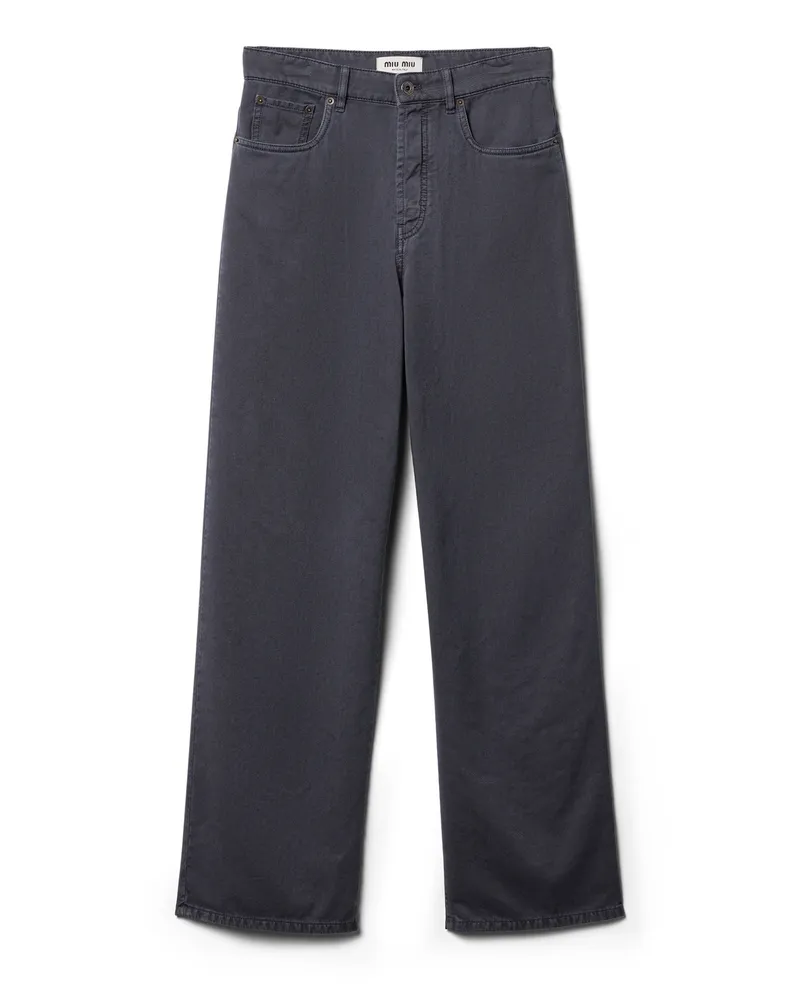 Miu Miu Hose Aus Leichtem Denim, Damen, Rauchgrau, Größe Rauchgrau