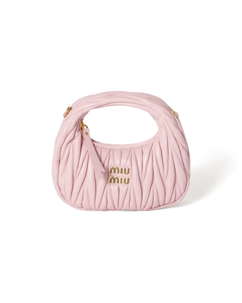 Miu Miu Wander Mini Hobo Bag Aus Matelassé-nappaleder, Damen, Alabasterrosa Alabasterrosa