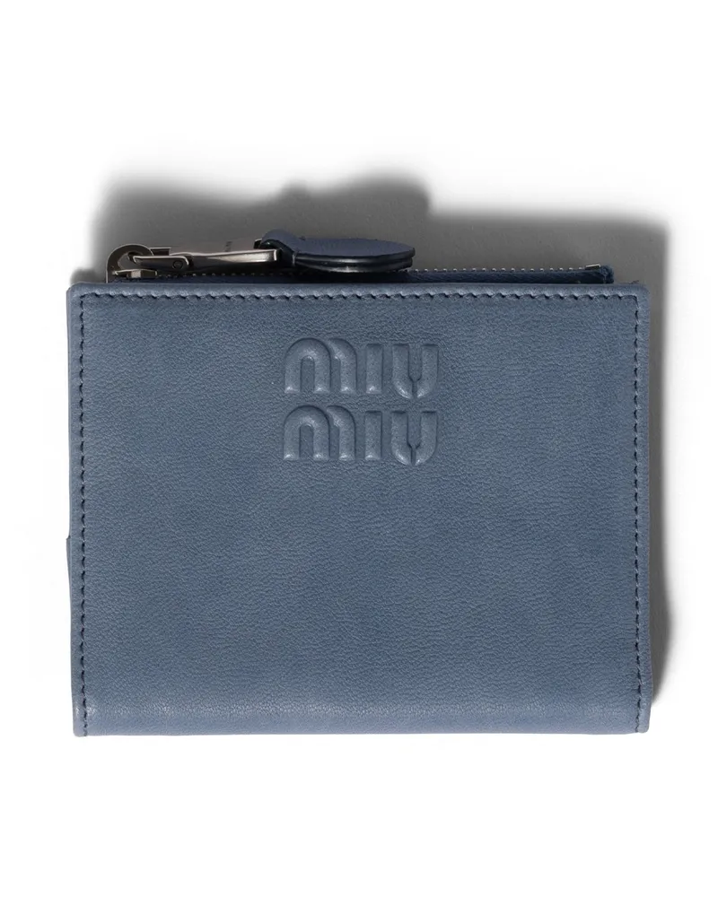 Miu Miu Kleine Geldbörse Aus Leder, Damen, Aviation/blau Aviation