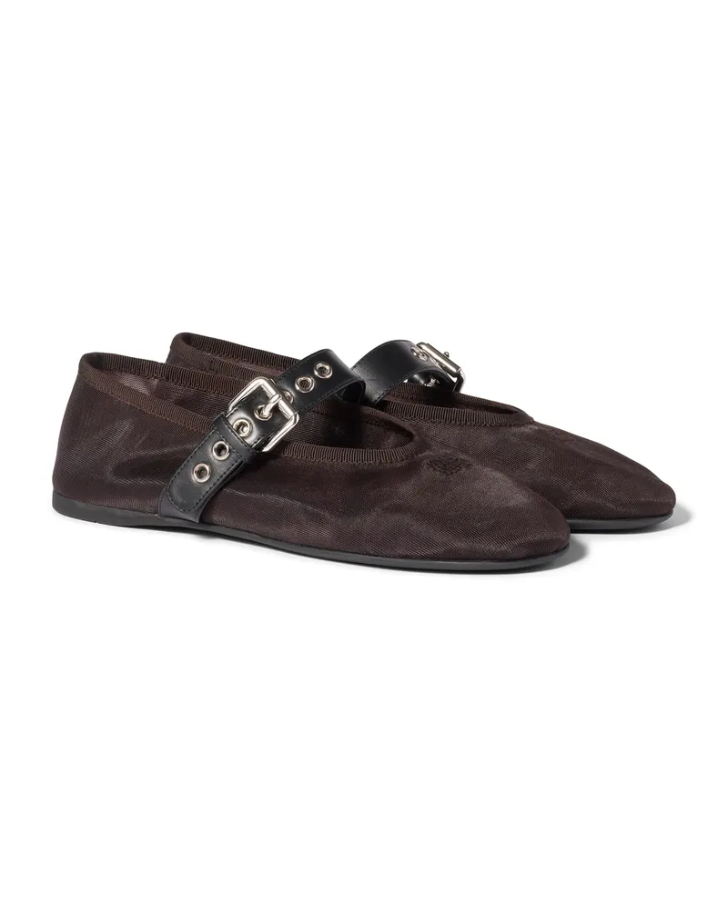 Miu Miu Ballerinas Aus Mesh, Damen, Dunkelbraun, Größe Dunkelbraun