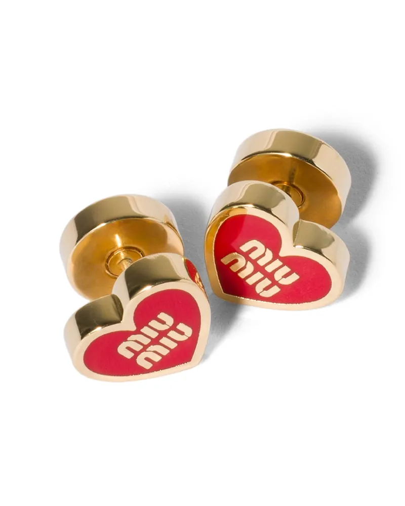 Miu Miu Ohrringe Aus Metall, Damen, Gold/rot Gold