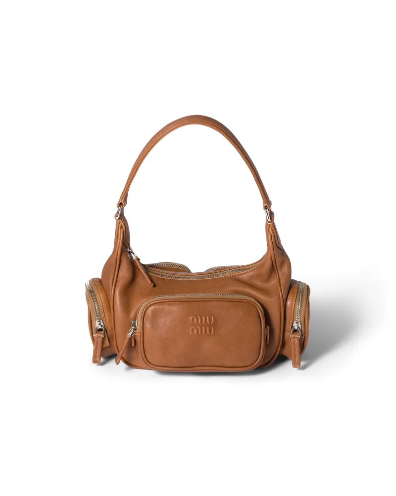 Miu Miu Pocket Tasche Aus Nappa-leder, Damen, Karamell Karamell