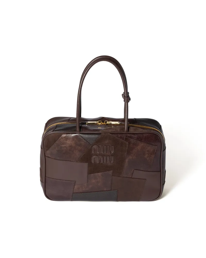Miu Miu Beau Tasche Aus Patchwork-leder, Damen, Bruyère-holz Bruyère-holz
