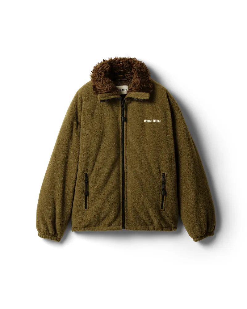 Miu Miu Daunenjacke Aus Fleece, Damen, Waldgrün, Größe Waldgrün