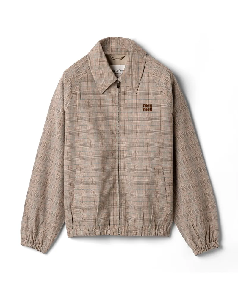 Miu Miu Blousonjacke Mit Prince-of-wales-karomuster, Damen, Tabak, Größe Tabak