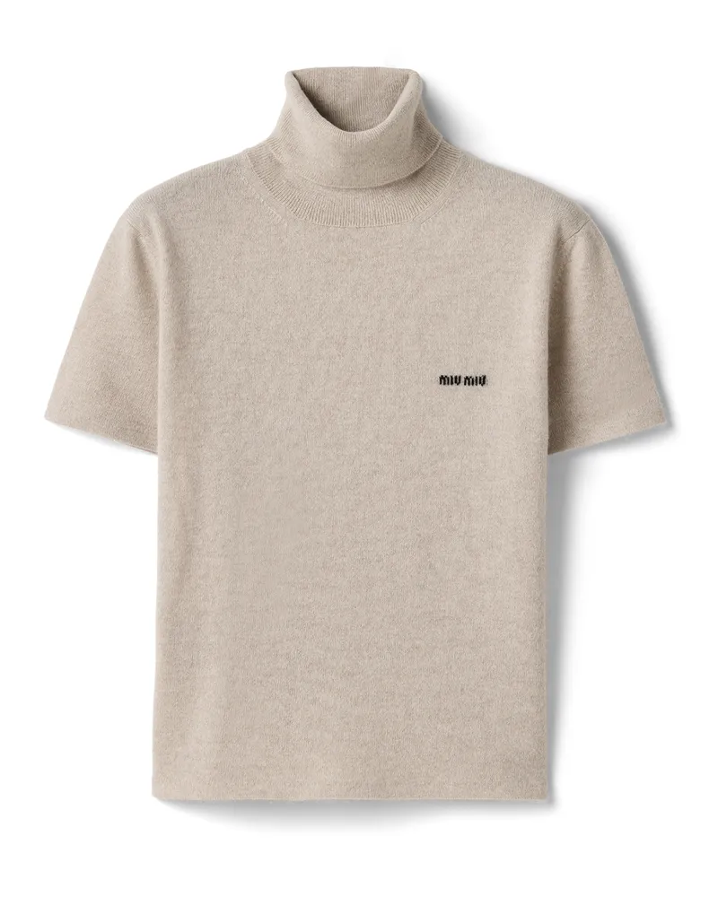 Miu Miu Rollkragenpullover Aus Kaschmir, Damen, Sandbeige, Größe Sandbeige