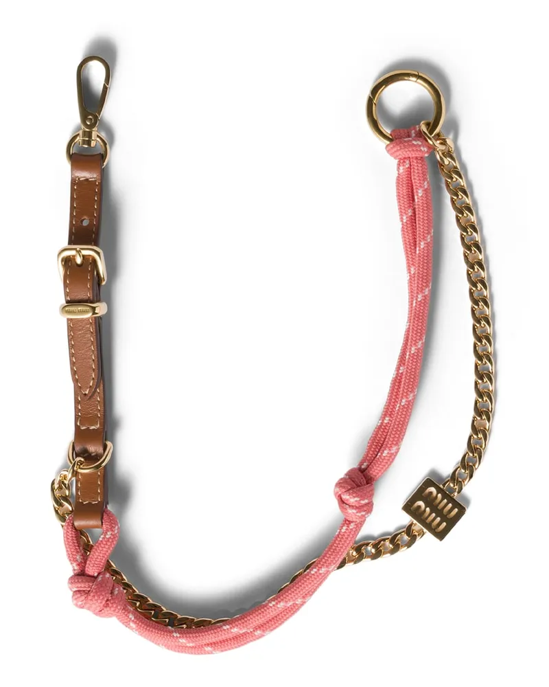 Miu Miu Schlüsselanhänger Aus Leder, Kordel Und Metall, Damen, Cognac/tamarinde Cognac