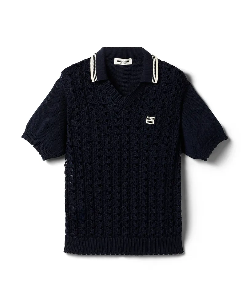 Miu Miu Poloshirt Aus Baumwolle, Damen, Blau, Größe Blau