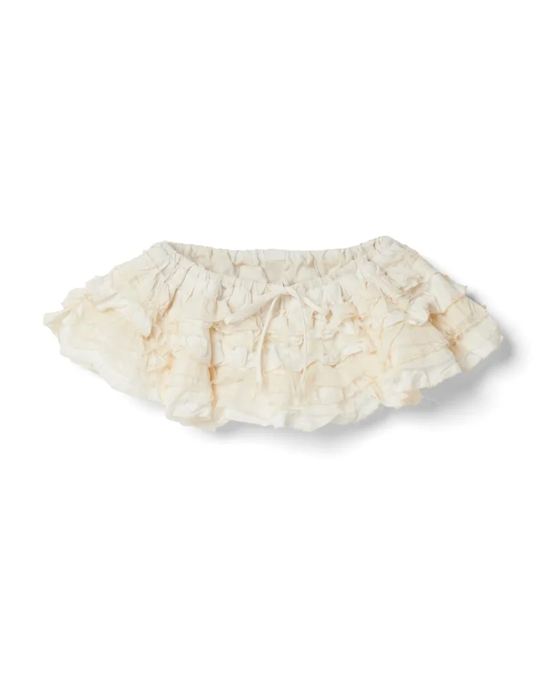 Miu Miu Minirock Aus Rauem Canvas, Damen, Elfenbein, Größe Elfenbein